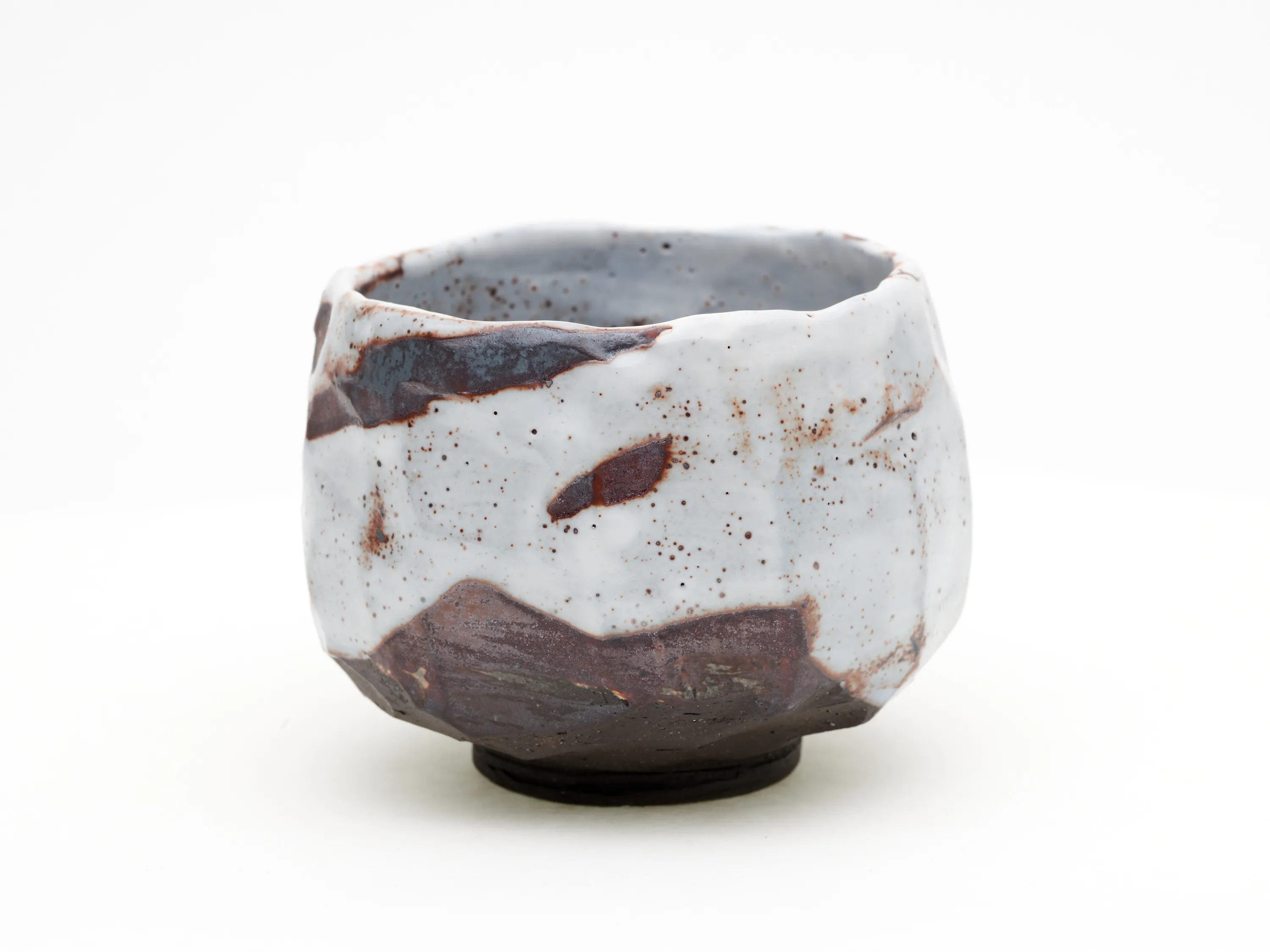 Hand-carved Kuro Shino Chawan