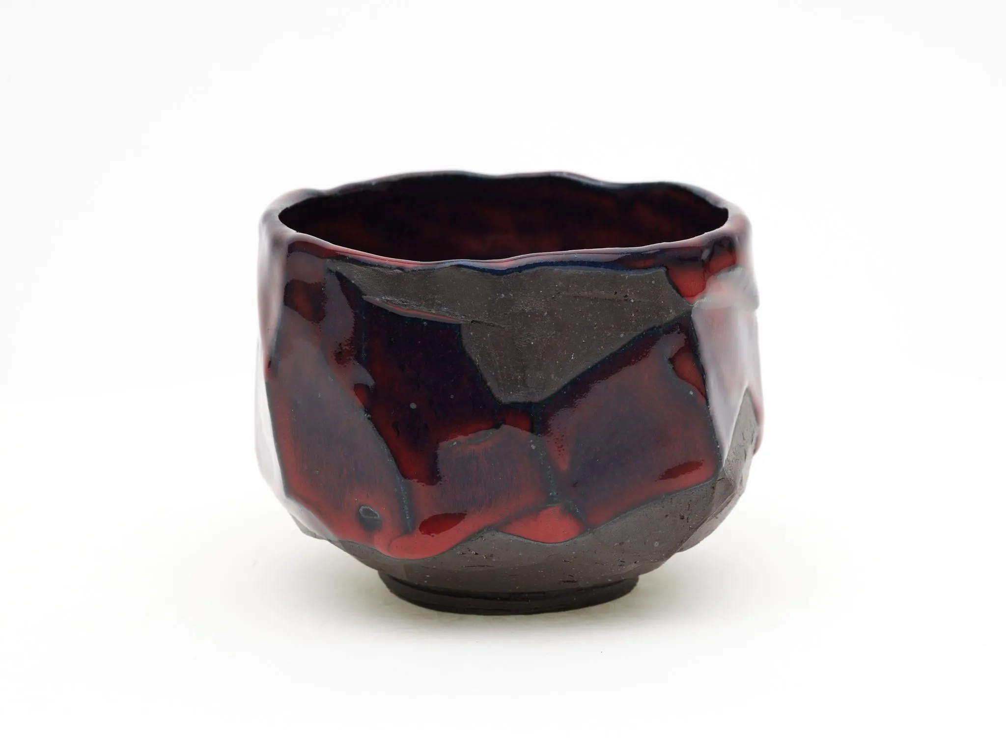 Hand-carved, Copper Red Chawan — view 2