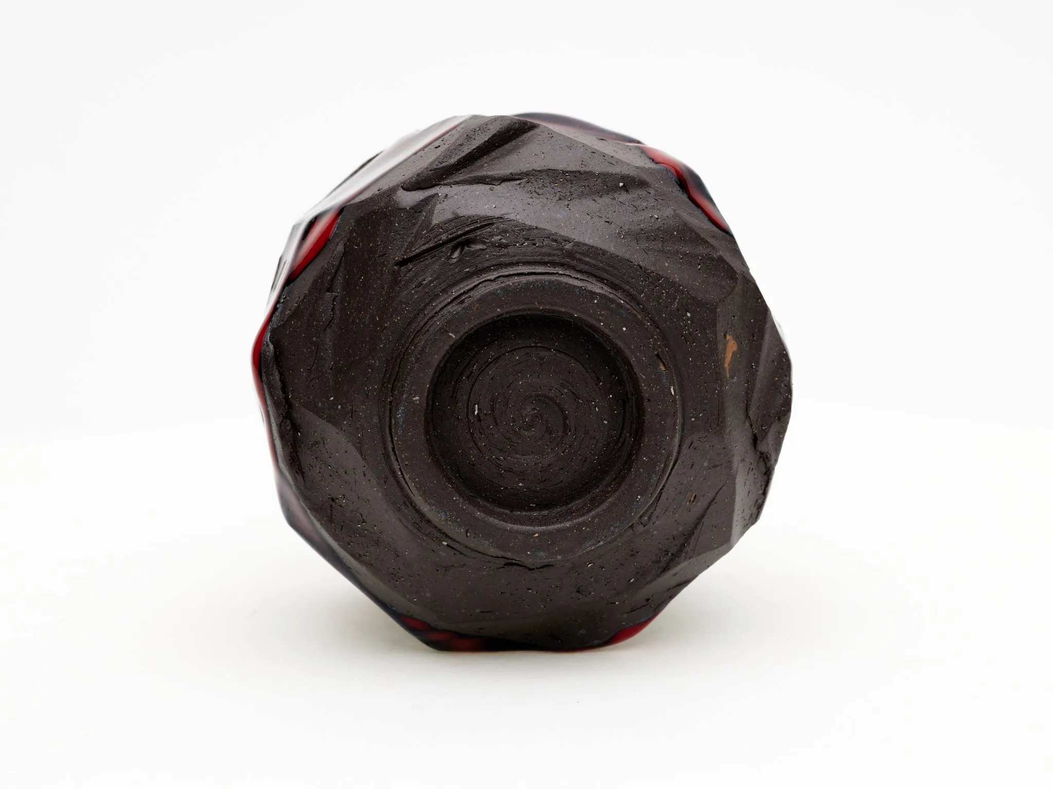 Hand-carved, Copper Red Chawan — view 5