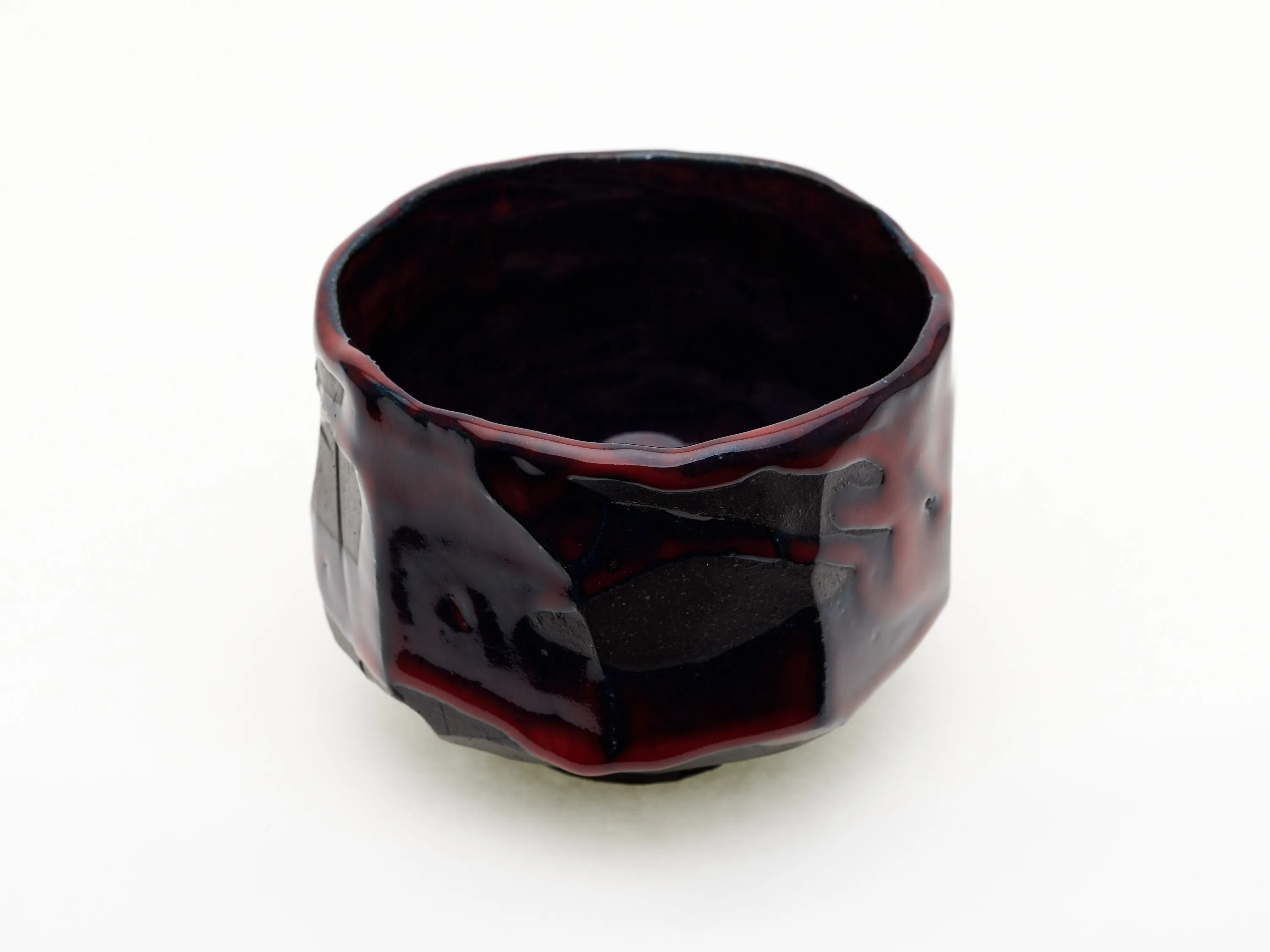 Hand-carved, Copper Red Chawan — view 6