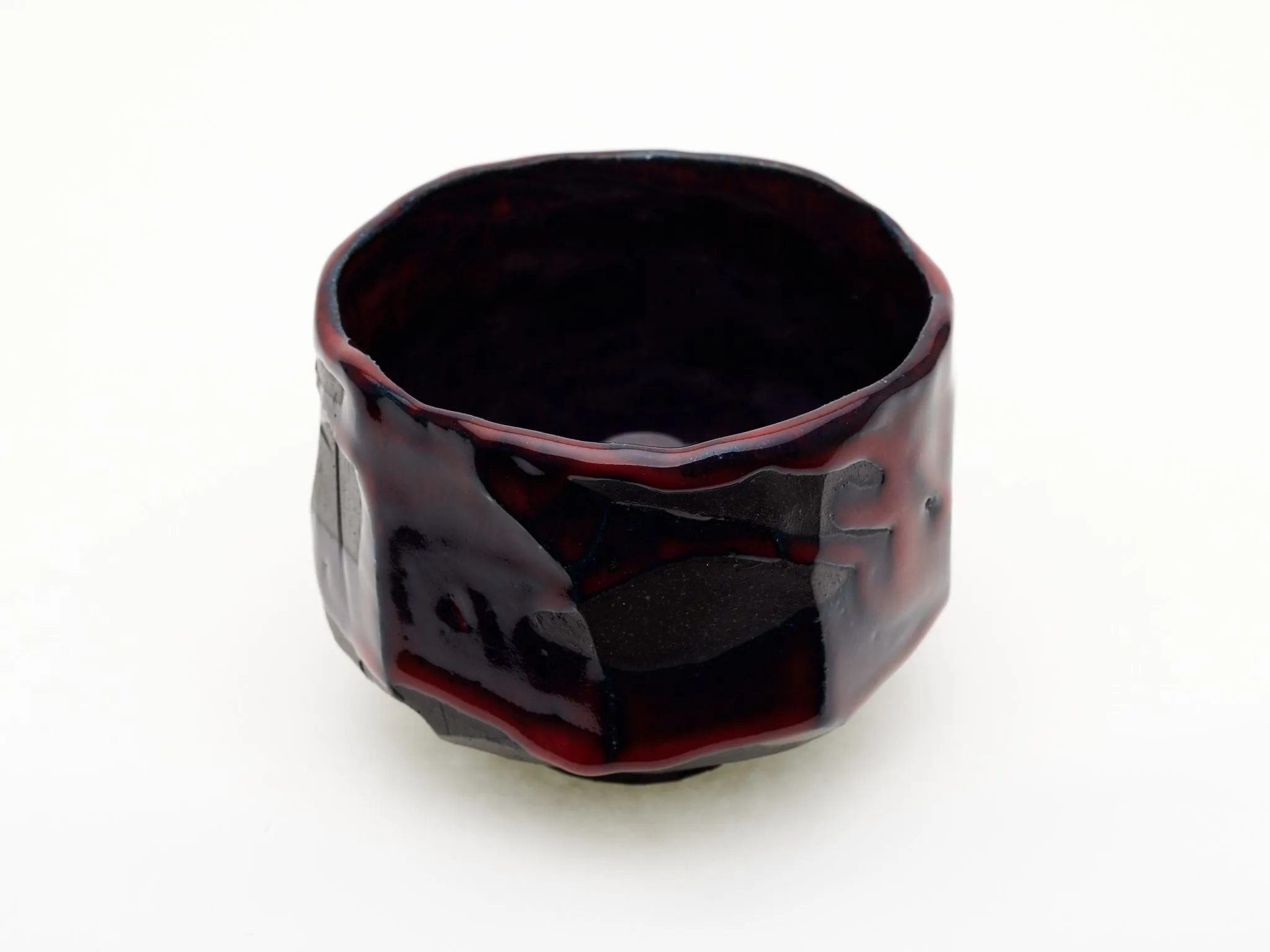 Hand-carved, Copper Red Chawan — view 6
