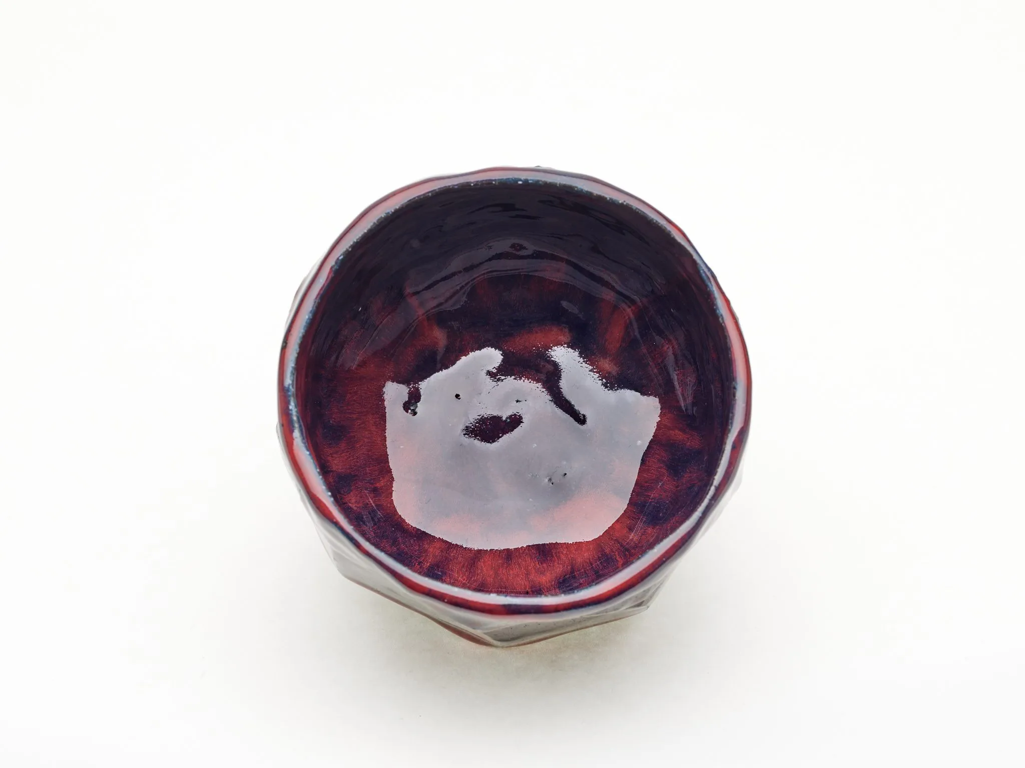 Hand-carved, Copper Red Chawan — view 7